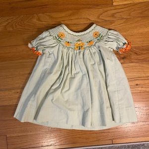 Shrimp & Grits Kids Green Gingham Fall Dress - GUC - 6M